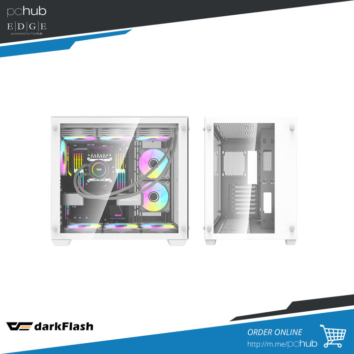 PChub DarkFlash Exquisite C285MP TG, White, MATX Lazada PH