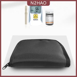 N2HAO Xách tay máy đo đường huyết lưu trữ túi hộ gia đình huyết áp và oxy Meter tàu sân bay tổ chức Dây Kéo Màu Đen lưu trữ túi