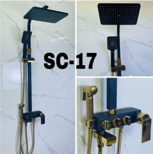 Bộ sen cây tắm đứng nóng lạnh cao cấp màu vàng đenSen cây củ sen bằng đồng nguyên khối
