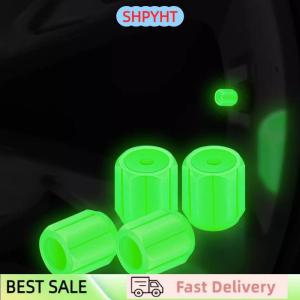 SHPYHT 4pc Luminous Tire Valve Caps For Car Motorcycle Bike Wheel Hub Styling Tool Glow In Dark Valve Stem Air Dust Rim Cover Accessory