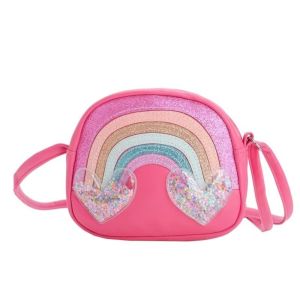 DOWNA Da PU Túi đeo vai Trái Tim Cầu Vồng In họa tiết tuyến Ví đựng tiền xu Dễ thương Kiểu dáng clutch Túi hoạt hình Dành cho các cô gái