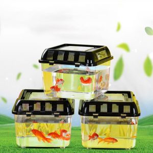 CUTE ELVES Plastic Fish Bowl Handheld Removable Portable Fish Tank Peractical Transparent Reptile Terrarium For Turtle Fish Lizards