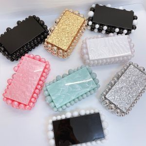 Luxury Gold Silver Beading Acrylic Clutch Bag Leopard Wedding Party Beads Box Evening Designer Novelty Purses and Handbags