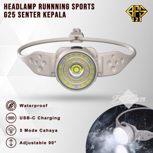 Headlamp Running Sport 800 Lumens G25 Senter Kepala Hiking Outdoor Rechargeable Type-C