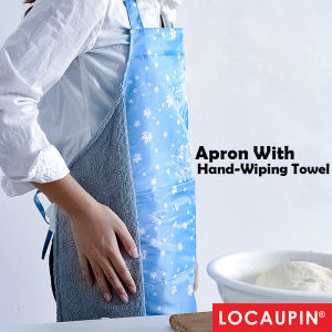 Locaupin Kitchen Apron Waterproof Oil-Proof 2 Side Coral Velvet Erasable Towels Adjustable Bib Cooking Aprons