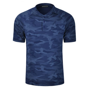 Collarless Golf Shirts for Men Quick Dry Color Block Breathable Soft Athletic Casual Daily T-Shirts