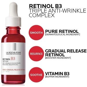 La Roche-Posay Pure Retinol Face Serum with Vitamin B3 Anti Aging Face Essence for Wrinkles & Premature Sun Damage to Resurface & Hydrate Brighten Smoothing Skin Serum 30ML