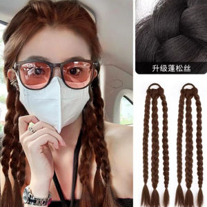 Hot Girl Boxing Girl Braid Elastic Horsetail Hair Wig Black Brown Braid Wig Cool Girl