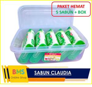 PAKET HEMAT 5 SABUN CLAUDIA PLUS BOX SABUN MANDI BATANG ANTI BAKTERI