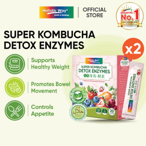 Holistic Way Essentials Super Kombucha Detox Enzymes (14g x 20 Powder Sachets per box) – Detox and slim naturally | For Digestive Health & Natural Detox | Gut Cleansing & Bloating Relief | Maintains Healthy Weight — Vegetarian
