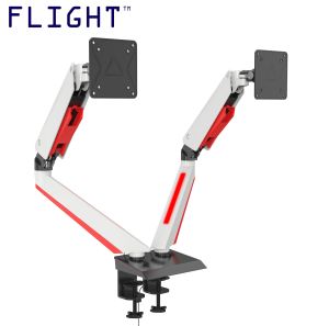 *CLEARANCE* Flight™ Dual Spectrafly Monitor Arm LCD Arm Monitor Mount Vesa Monitor Stand Slim Design Come With RGB Lights Dynamic Spring Mechanism International Vesa Compatible 0.5-8kg Cable Management Included 360 Degree Monitor Rotation