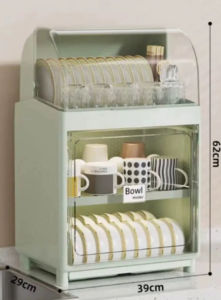 Double Layer Kitchen Storage Rack  Dish Drainer  Plate Bowl Holder