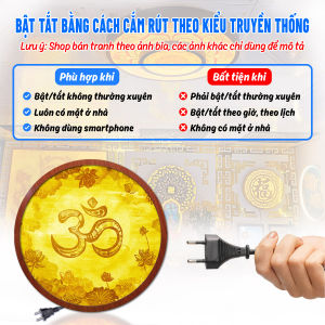 Đèn Thờ Hào Quang In Tranh Trúc Chỉ Hoa Sen Chữ OM Trang Trí Bàn Thờ Gia Tiên Treo Tượng Phật TC-HQ-114