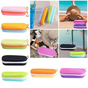 Silicone Swim Goggle Case Portable Waterproof Swimming Goggles Protection Box with Drain Hole with Carabiners h260630