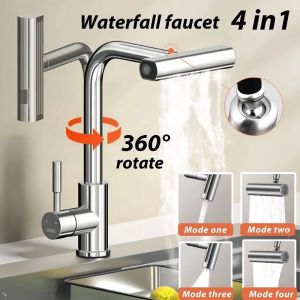 Kitchen Faucet 360° Rotation Multi Functional Sink Bathroom Hot And Cold Stainless Waterfall Faucet