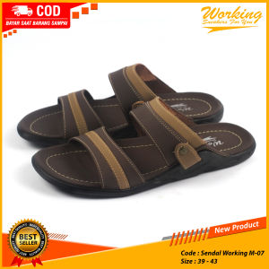 Sandal Pria Kulit Working M-07 / Sendal Pria Dewasa Slop Ban 2 Outdoor Santai