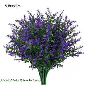 GTRBFDS 5 Bundles 36cm Artificial Lavender Flowers 5 Heads 7 Colors Outdoors Garden Lavender Flowers High Quality Fake Flowers Wedding Decor