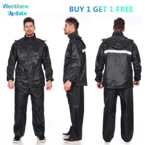 【BUY 1 GET 1 FREE】99 police raincoat Black Adults Raincoat Men Outdoor Rain Coat Pants Set Hiking Rainwear Motorcycle Waterproof Windbreaker Gift Rain Gear Suit