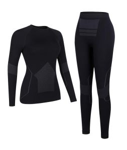 CHARMO Womens Long Johns Thermal Sets Seamless Long Sleeve Base Layer for Winter Ski Wear 2 Piece Sets