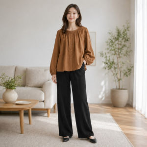 RUMIA Loose Long Sleeve Shirt Korean Style Loose Women Top Casual Comfortable Shirts Elegant blouse Vintage Ruffle Collar Shirt