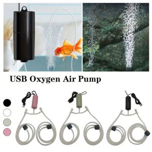 SDFSF Double Hose Aquarium Oxygen Air Pump Ultra Quiet Adjustable Oxygen Aerator Air Compressor USB Charging Aquatic Terrarium Filter Aquarium