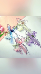 Flower Keychain Ribbon Bowknot Charm Multifuntional Key Decors Fashion Key Pendant Present for Teens and Youthful Adult