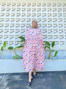 Lidya Daster Full Kancing Kerah U Jumbo Busui Bumil LD 120cm Bahan Rayon Premium