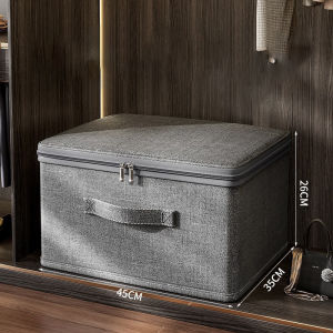 拉链式储物箱 Storage Box Zipper Lid Foldable Large Capacity Clothes Organizer Cationic Fabric Waterproof Dust Proof Closet