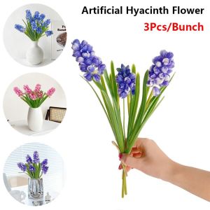 CANICECA 3Pcs/Bunch Realistic Artificial Hyacinth Flower Artificial Decoration Green Plants Flower Arrangement Accessory Durable Hyacinth Flower Bouquet Wedding Hotel Decoration