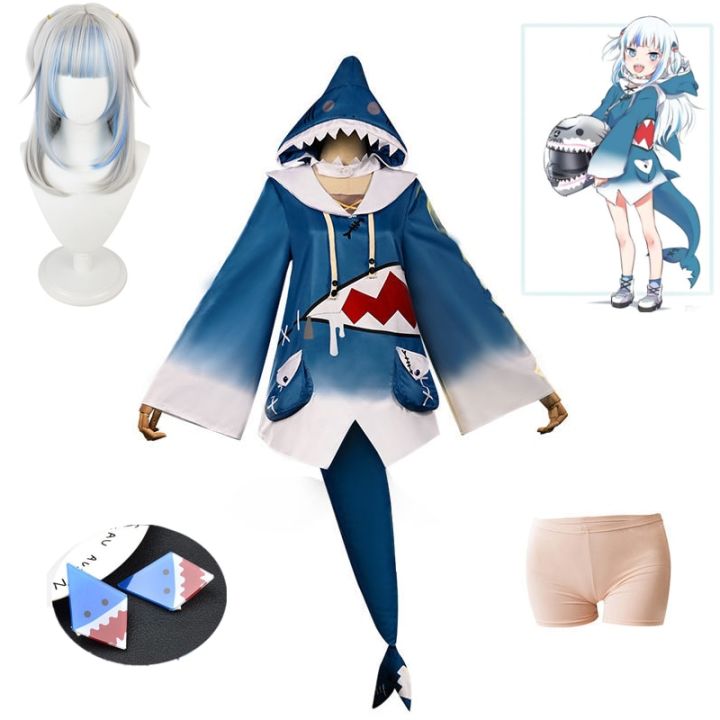 Vtuber Hololive ENG Gawr Gura Cosplay Costume Cute Shark Costume
