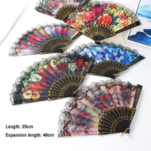 Lace Silk Folding Fan Dance Fan Portable Folding Gifts Fans