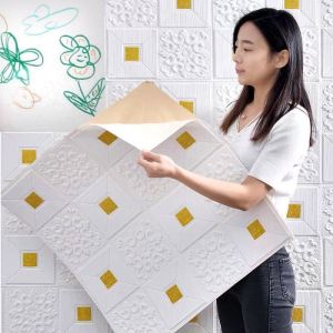 TERMURAH [PAKET 10 LEMBAR] WALLFOAM 3D FOAM BATA WARNA (TEBAL 3 MM) FOAM BATU BATA 70 X 70 CM STICKER DINDING TIMBUL DID