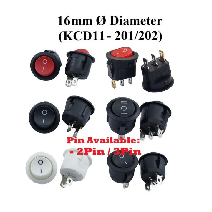 Interruttore Rotondo Mini 15mm 2 Contatti Nero | ON/OFF 250V 3A Per Progetti Fai Da Te