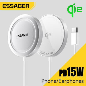 Essager Qi2 PD15W Wireless Chargers Fast Charging Portable Type C Wireless Charging Device For iPhone 15/14/13/12-8 Series Samsung AirPods Earphone Fast Charging Qi2 Wireless Chargers