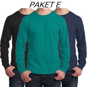 Kaospolos - Paket 3 pcs Kaos polos pria lengan panjang rib | kaos oblong kerah bulat size M L XL XXL