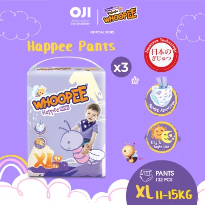 [3 PACKS]Whoopee Mega Pants Diapers Baby - Size M (58s)/L (48s)/XL (44s)/XXL (38s) 3 Packs