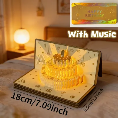 3D Birthday Red Envelope 6 slots Money Envelope Music Light Greeting Card Cash Holder Birthday Gift 2026 Creative Folding Red Envelope Music Light Decoration Lucky Money Envelope Birthday Gift