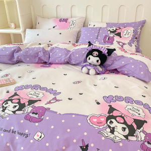 Washed Cotton Cartoon Four-Piece Set ins Wind Childrens Bed Sheet Quilt Cover Spring Summer Single Student Dormitory Quilt Set Three-Piece Set LZD