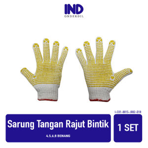 Sarung Tangan Rajut Bintik 4 5 6 8 Benang 1 Set Sepasang MotorPabrik Bangunan Serbaguna Tebal Pelindung Cover Katun