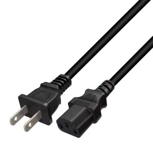 Power cord with 2-pin plug suitable for rice cookers computer mainframes and other devices.