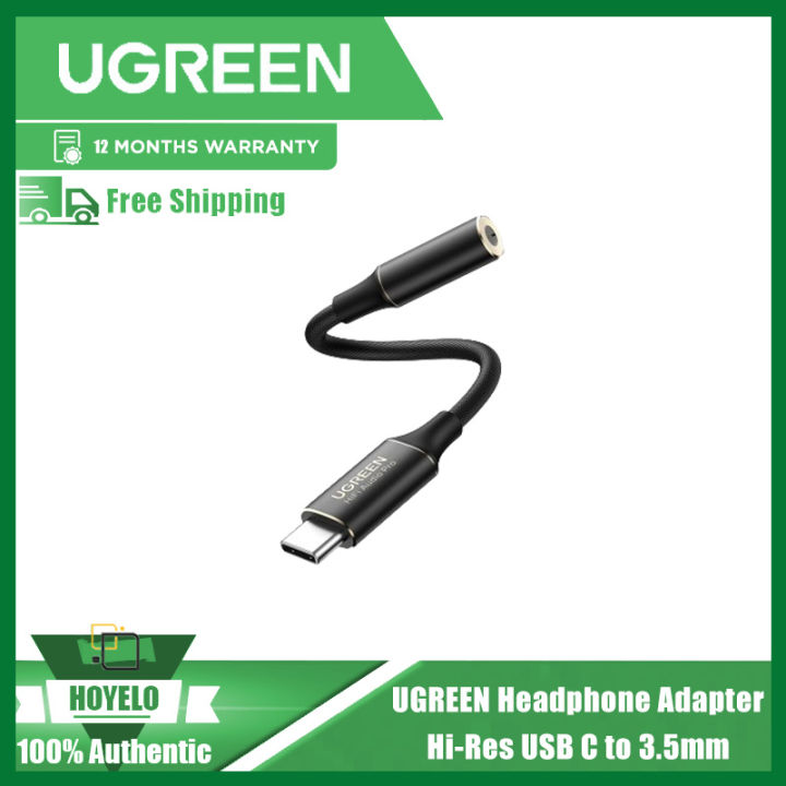 UGREEN USB C to Headphone Adapter Hi-Res 32bit 384KHz Braided Type C  Male Aux Female Dongle HiFi DAC Audio Jack Cable Converter Compatible with 