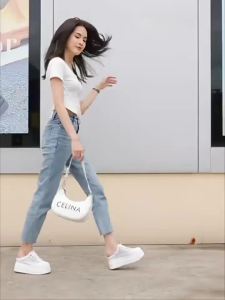 2025 New Model Closed-Toe Half-Slip White Shoes For Women Summer Outdoor Wear Internal Height Increase Platform Thick-Soled Slippers