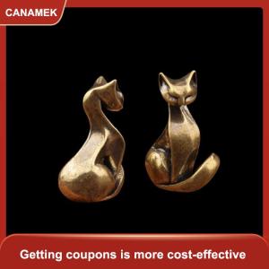【CANAMEK】 Đồng thau mèo bức tượng cổ điển đồng thau điêu khắc máy tính để bàn thủ công trang trí nhỏ nhà văn phòng mèo bức tượng trang trí nội thất