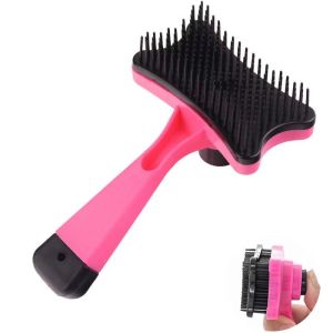 Cleaning Dog Brush Smooth Massage Particles Pet Comb Dog Cat Shedding Hair Dandruff Removal Dog Cat Hair Comb brush Pet Grooming Shedding comb Brush for Pet Self Cleaning Grooming Tool