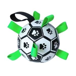 Chew Resistant Pet Ball Durable Interactive Dog Toy Bite Proof Grab Tab Handle Outdoor Play Alat Haiwan