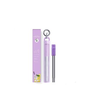 Reusable Metal Straw Collapsible Stainless Steel Straws Portable Telescopic Drinking Straw Set
