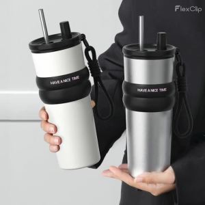 Stainless Steel Vacuum Insulated Bottle with Straw Leak-proof Thermos for Hot & Cold Portable Water Bottle for Travel & Sports2026