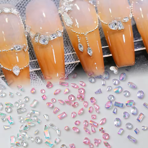 ZEEMIN 50pcs Dazzling Zircon Nail Art Rhinestone Mini 1-4mm Mixed-shape(RhombicOvalHeart) Nail Gemstone 3D Flatback Bling NailDiamond