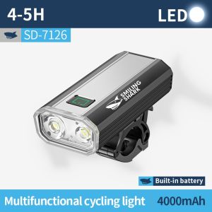 SMILING SHARK LED*2 Bicycle Light Super Bright Bike Light 6Mode White Light Type-c Rechargeable Bike Light Front Waterproof Outdoor Night Cycling SD7126