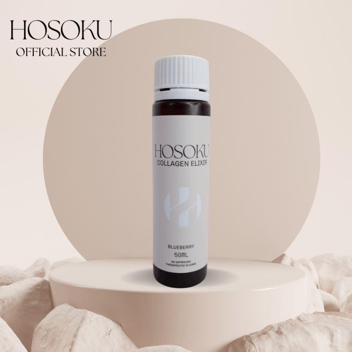 HOSOKU Collagen Elixir – Blueberry Beauty Drink for Glowing Skin, Hair & Nails (8 Bottles x 50ml)
